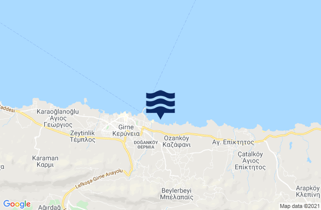Karte der Gezeiten Karákoumi, Cyprus
