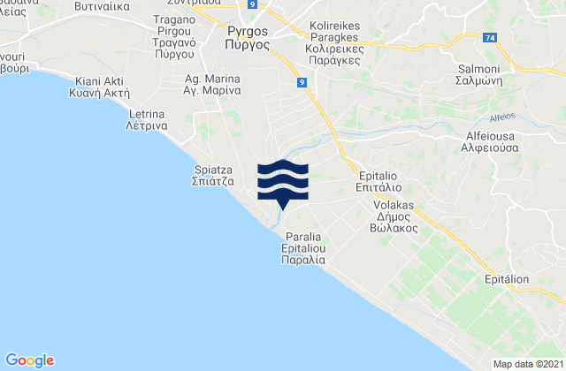 Karte der Gezeiten Karátoula, Greece