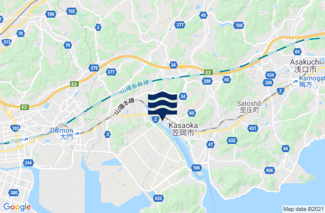 Karte der Gezeiten Kasaoka Shi, Japan