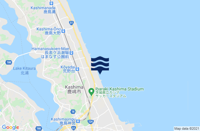 Karte der Gezeiten Kashima-shi, Japan