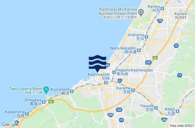 Karte der Gezeiten Kashiwazaki, Japan