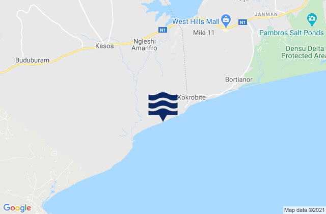 Karte der Gezeiten Kasoa, Ghana
