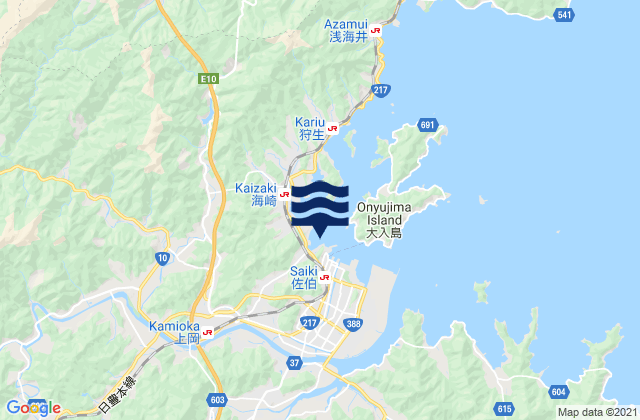 Karte der Gezeiten Katsura Saeki Wan, Japan