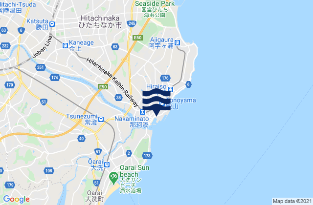 Karte der Gezeiten Katsuta, Japan