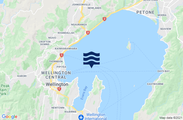 Karte der Gezeiten Kau Bay, New Zealand