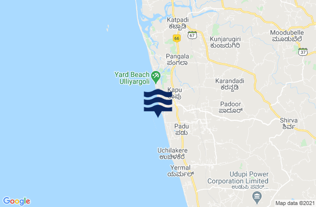 Karte der Gezeiten Kaup Beach, India