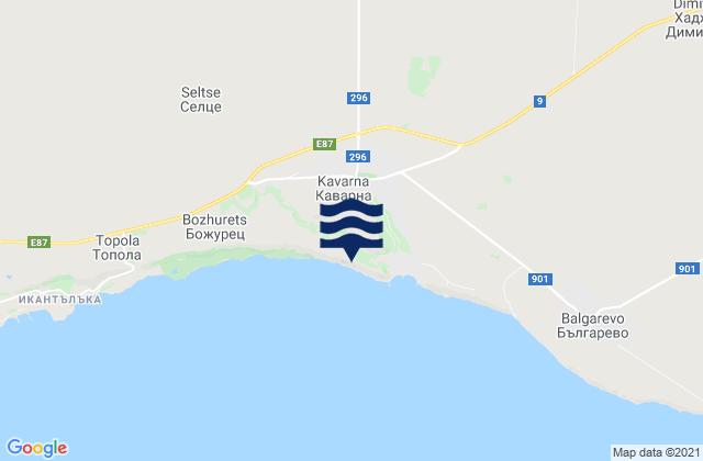 Karte der Gezeiten Kavarna, Bulgaria