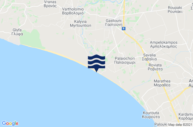 Karte der Gezeiten Kavásila, Greece