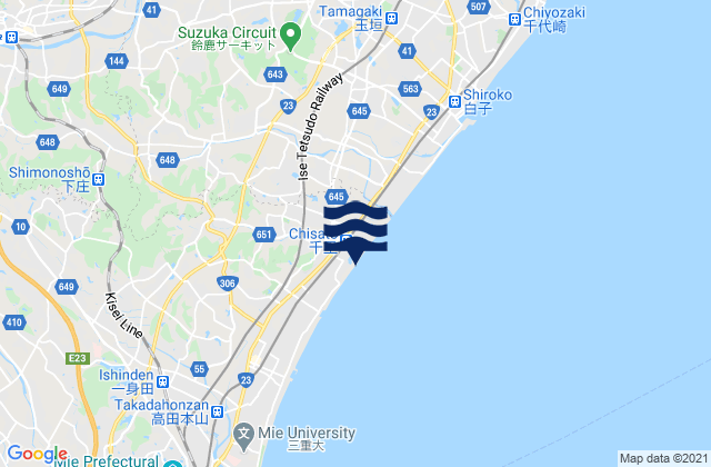 Karte der Gezeiten Kawage, Japan