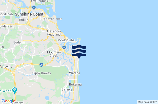 Karte der Gezeiten Kawana Waters, Australia