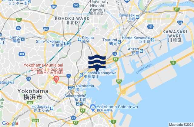 Karte der Gezeiten Kawasaki-shi, Japan