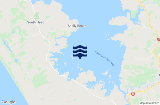 Karte der Gezeiten Kawau Parua Inlet, New Zealand