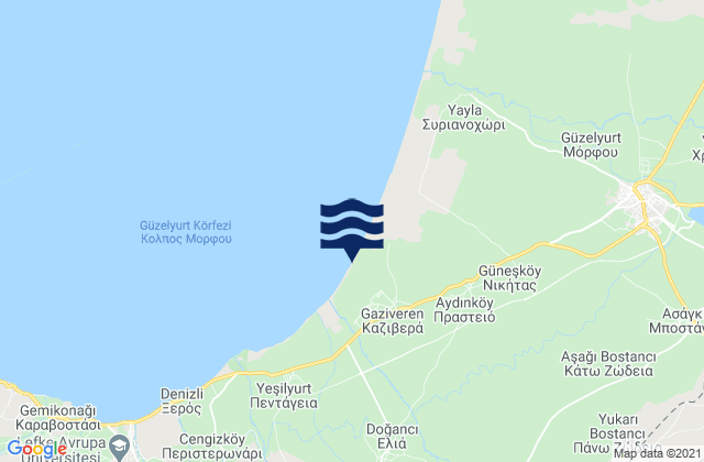 Karte der Gezeiten Kaziverá, Cyprus