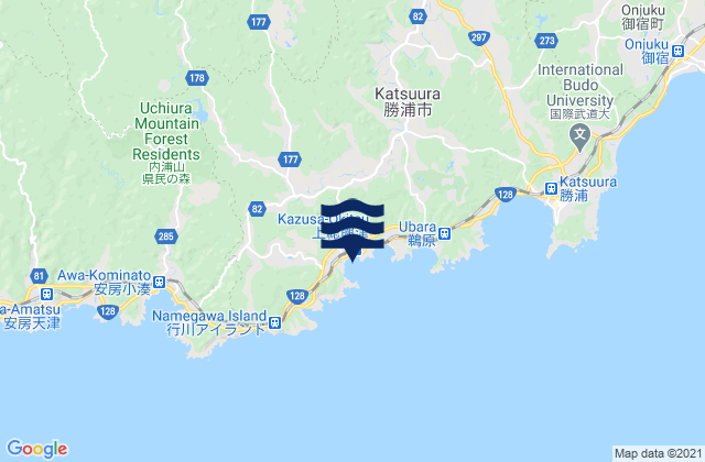 Karte der Gezeiten Kazusa-Katuura, Japan