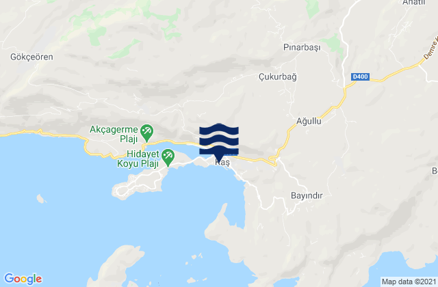 Karte der Gezeiten Kaş, Turkey