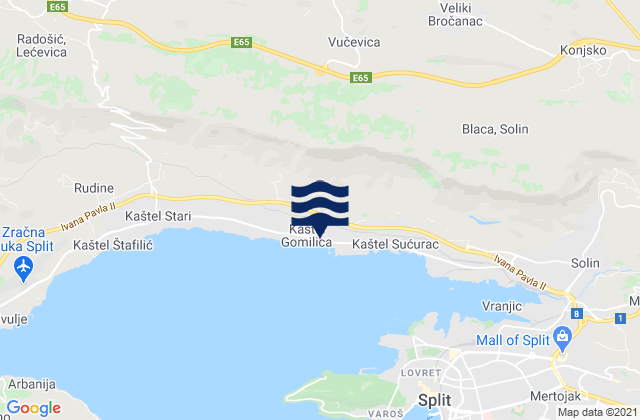 Karte der Gezeiten Kaštel Gomilica, Croatia