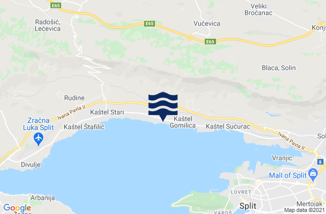 Karte der Gezeiten Kaštel Kambelovac, Croatia