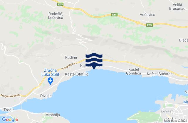 Karte der Gezeiten Kaštel Stari, Croatia