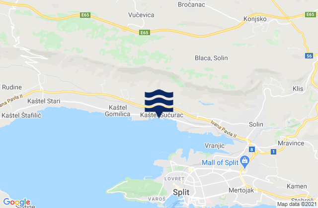 Karte der Gezeiten Kaštel Sućurac, Croatia