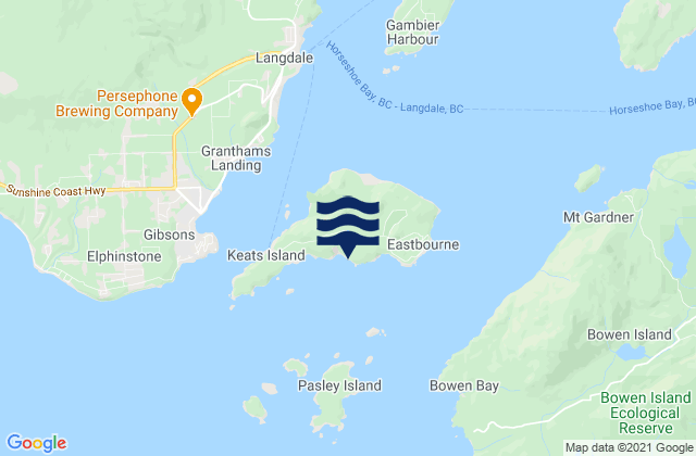 Karte der Gezeiten Keats Island, Canada