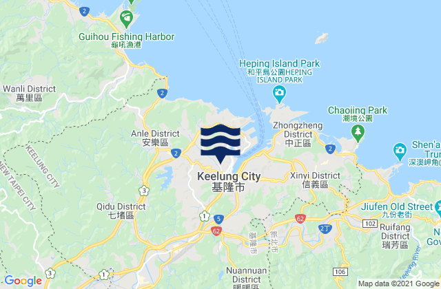 Karte der Gezeiten Keelung, Taiwan