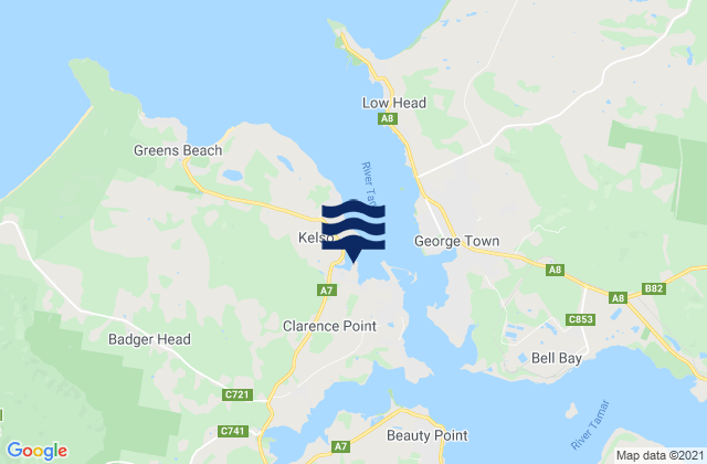 Karte der Gezeiten Kelso Bay, Australia