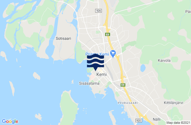 Karte der Gezeiten Kemi, Finland