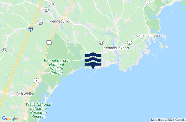 Karte der Gezeiten Kennebunk Beach, United States