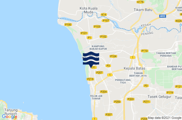 Karte der Gezeiten Kepala Batas, Malaysia