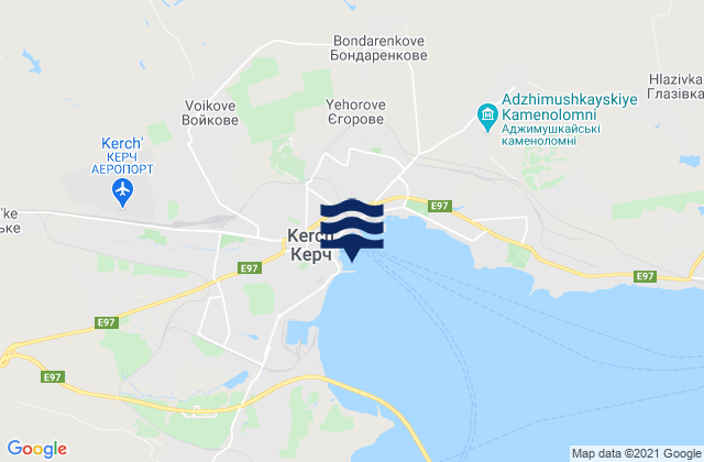 Karte der Gezeiten Kerch, Ukraine