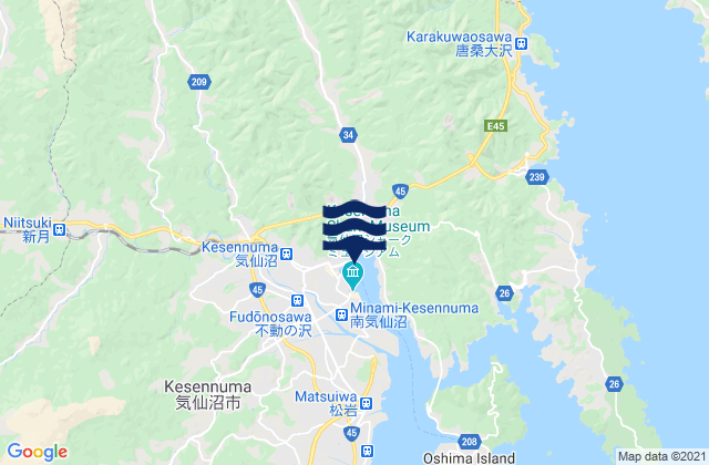 Karte der Gezeiten Kesennuma Shi, Japan