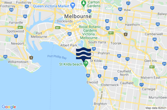 Karte der Gezeiten Kew East, Australia