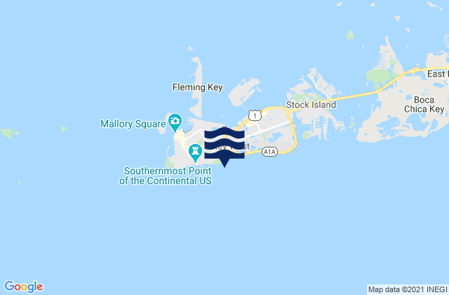 Karte der Gezeiten Key West (South Side White Street Pier), United States