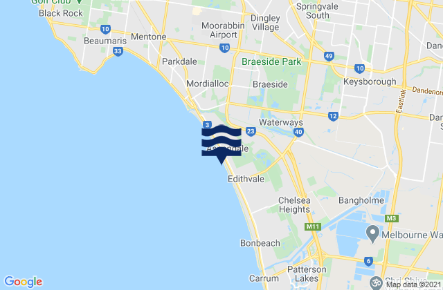 Karte der Gezeiten Keysborough, Australia