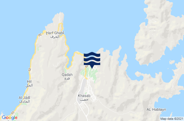 Karte der Gezeiten Khasab, Oman