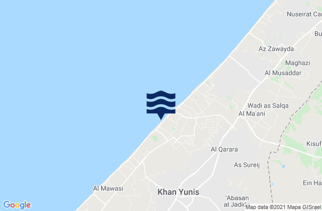 Karte der Gezeiten Khuzā‘ah, Palestinian Territory
