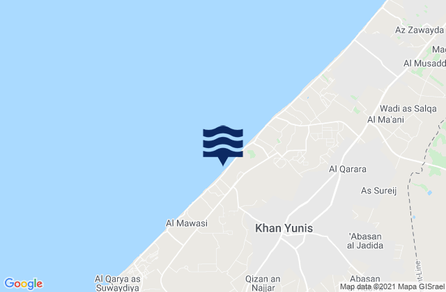 Karte der Gezeiten Khān Yūnis, Palestinian Territory