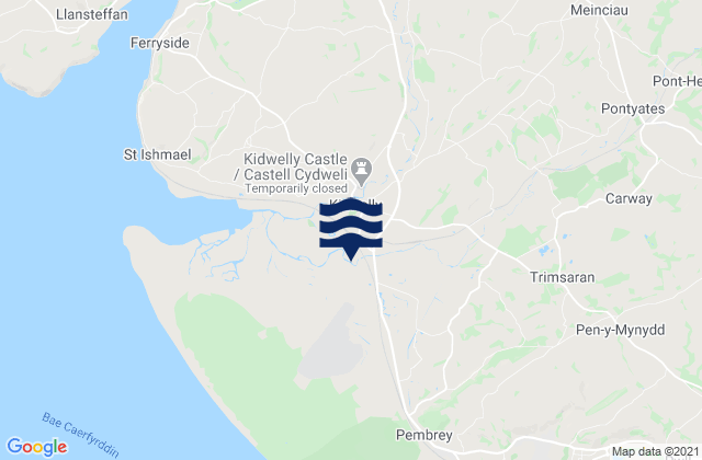 Karte der Gezeiten Kidwelly, United Kingdom
