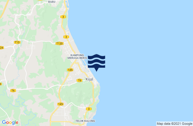 Karte der Gezeiten Kijal, Malaysia
