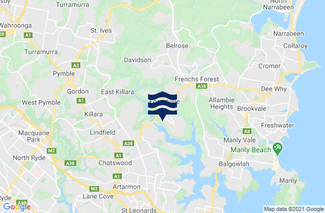 Karte der Gezeiten Killara, Australia