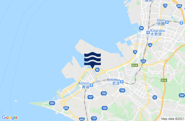 Karte der Gezeiten Kimitsu, Japan