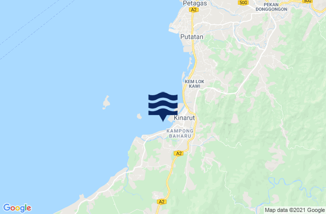 Karte der Gezeiten Kinarut, Malaysia