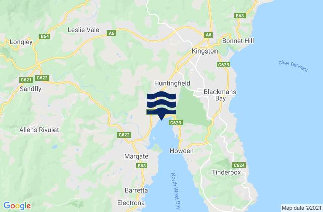 Karte der Gezeiten Kingborough, Australia