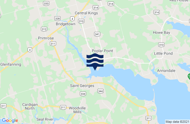 Karte der Gezeiten Kings County, Canada