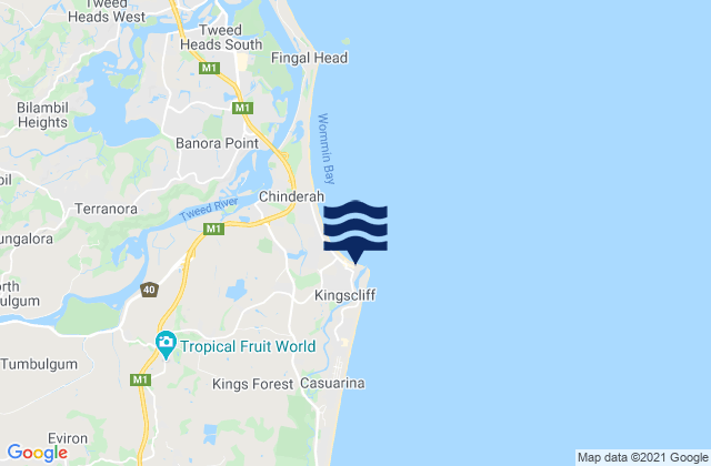 Karte der Gezeiten Kingscliff, Australia