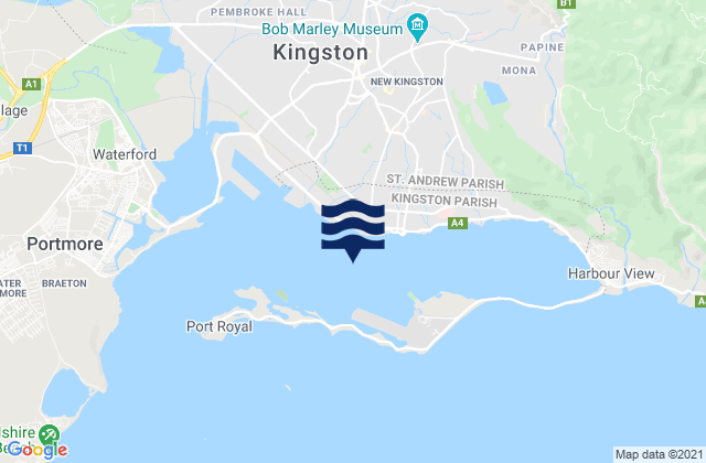 Karte der Gezeiten Kingston Harbour, Jamaica