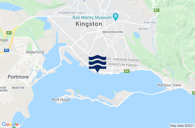 Karte der Gezeiten Kingston, Jamaica