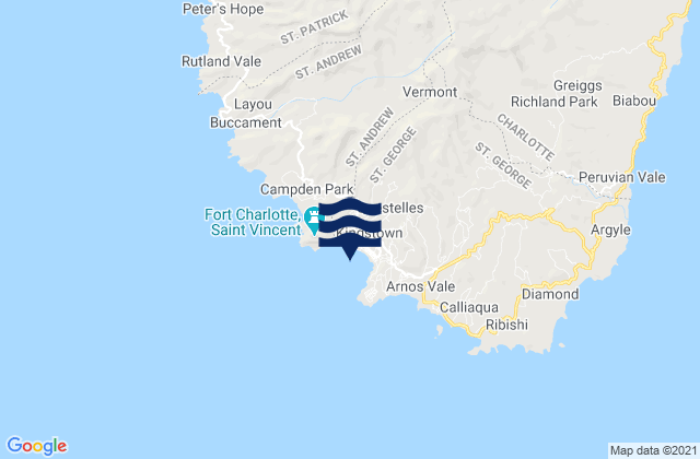 Karte der Gezeiten Kingstown, Martinique