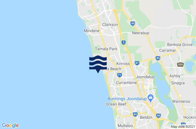 Karte der Gezeiten Kinross, Australia