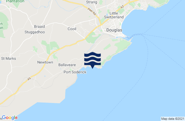 Karte der Gezeiten Kirk Braddan, Isle of Man